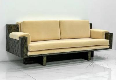 Paul Evans Important Paul Evans Studio Sculpted Bronze and Resin Sofa Signed 1971