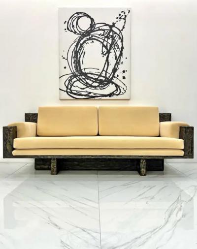 Paul Evans Important Paul Evans Studio Sculpted Bronze and Resin Sofa Signed 1971