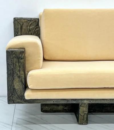 Paul Evans Important Paul Evans Studio Sculpted Bronze and Resin Sofa Signed 1971