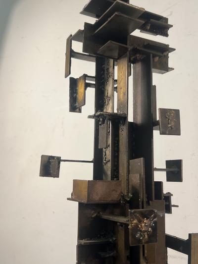 Paul Evans MID CENTURY BRUTALIST SCULPTURE ON STAND IN THE MANNER OF PAUL EVANS