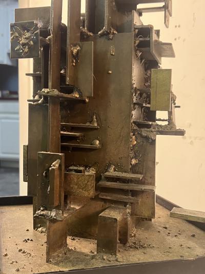 Paul Evans MID CENTURY BRUTALIST SCULPTURE ON STAND IN THE MANNER OF PAUL EVANS
