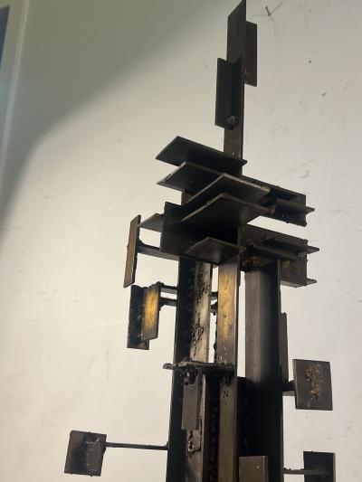 Paul Evans MID CENTURY BRUTALIST SCULPTURE ON STAND IN THE MANNER OF PAUL EVANS