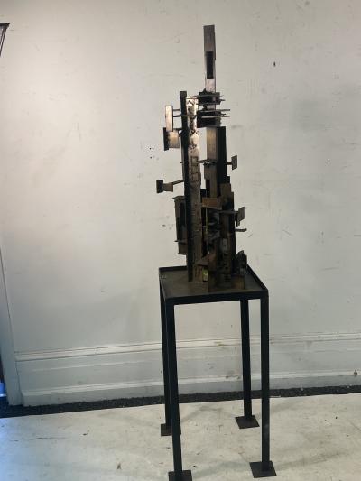 Paul Evans MID CENTURY BRUTALIST SCULPTURE ON STAND IN THE MANNER OF PAUL EVANS