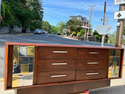 Paul Evans MODERNIST WOOD AND TWO TONE CITYSCAPE DRESSER IN THE MANNER OF PAUL EVANS