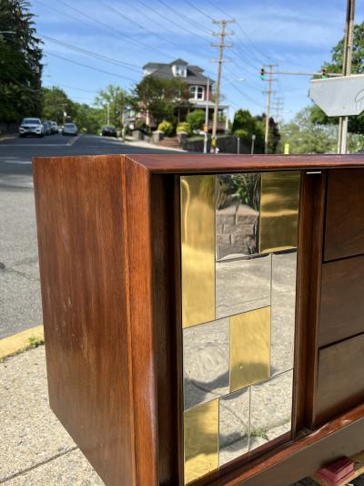 Paul Evans MODERNIST WOOD AND TWO TONE CITYSCAPE DRESSER IN THE MANNER OF PAUL EVANS