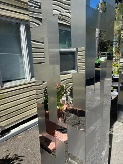 Paul Evans Magnificent Paul Evans Cityscape PE 204 Chrome Brushed Chrome Queen Headboard