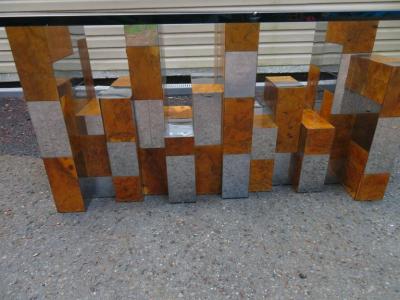 Paul Evans Magnificent Signed Paul Evans Burl Chrome Cityscape Dining Table Mid Century