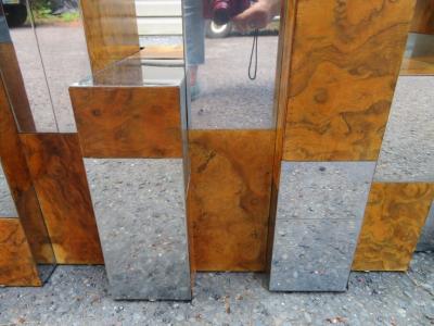 Paul Evans Magnificent Signed Paul Evans Burl Chrome Cityscape Dining Table Mid Century