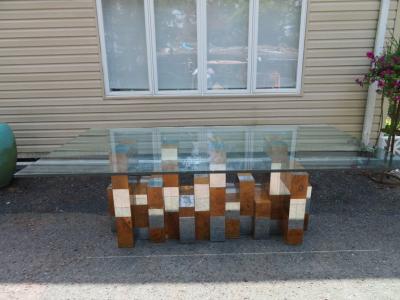 Paul Evans Magnificent Signed Paul Evans Burl Chrome Cityscape Dining Table Mid Century