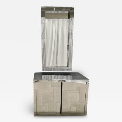 Paul Evans Mid Century Modern Paul Evans Cityscape Mirrored Cabinet and Mirror Vanity