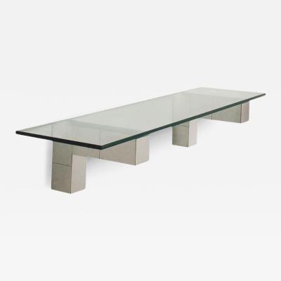 Paul Evans Mid Century Paul Evans Cityscape Floating Shelf or Console Table Glass Chrome