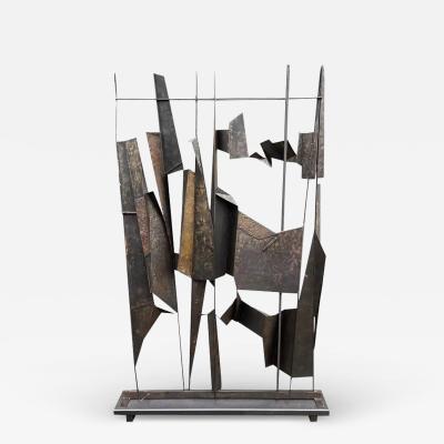 Paul Evans Monumental Abstract Brutalist Steel Floor Sculpture or Room Divider Screen
