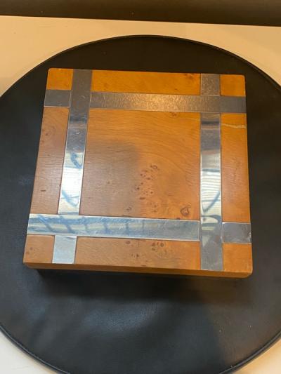 Paul Evans PAUL EVANS BURLWOOD AND CHROME CITYSCAPE BOX