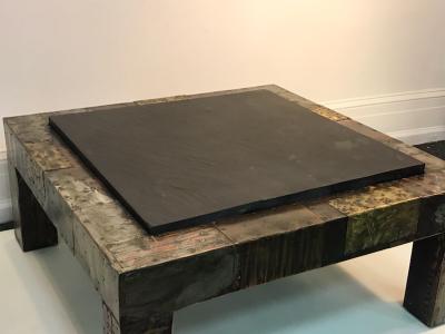 Paul Evans PAUL EVANS MIXED METALS PATCHWORK AND SLATE COFFEE TABLE