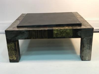 Paul Evans PAUL EVANS MIXED METALS PATCHWORK AND SLATE COFFEE TABLE