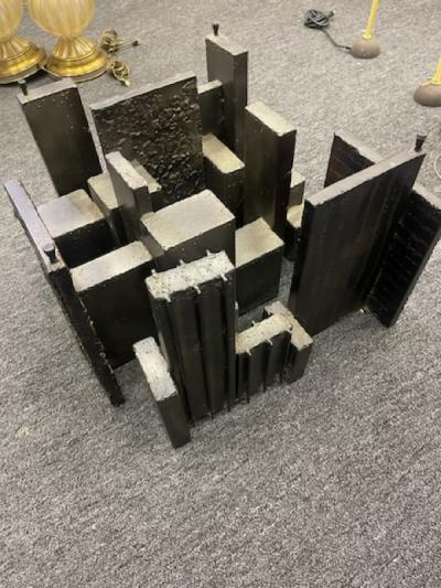 Paul Evans PAUL EVANS SCULPTED RESIN BRUTALIST BRONZE FINISH COFFEE TABLE