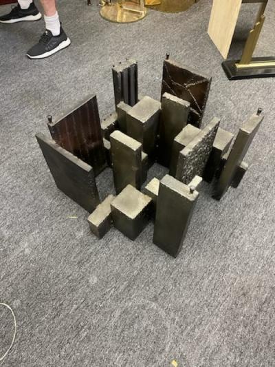 Paul Evans PAUL EVANS SCULPTED RESIN BRUTALIST BRONZE FINISH COFFEE TABLE