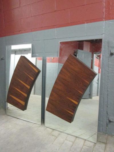 Paul Evans Pair of Large Rosewood Mirrors in the Style of Paul Evans for Directional