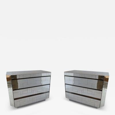 Paul Evans Pair of Paul Evans Modern Polished Chrome Cityscape 3 Drawer Chests