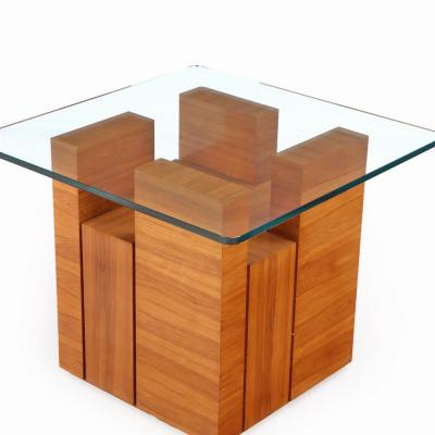 Paul Evans Pair of bleached mahogany glass end tables in manner of Paul Evans C 1980 