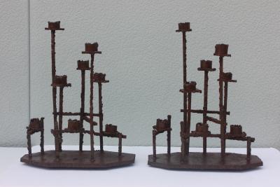 Paul Evans Paul Evans Attributed Welded Steel Candlesticks