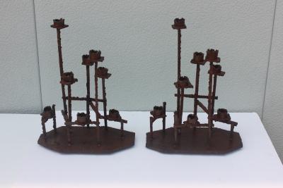 Paul Evans Paul Evans Attributed Welded Steel Candlesticks