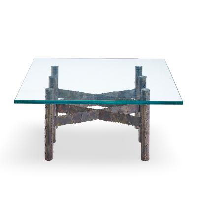 Paul Evans Paul Evans Brutalist Mid Century Patinated Steel and Bronze Coffee Table