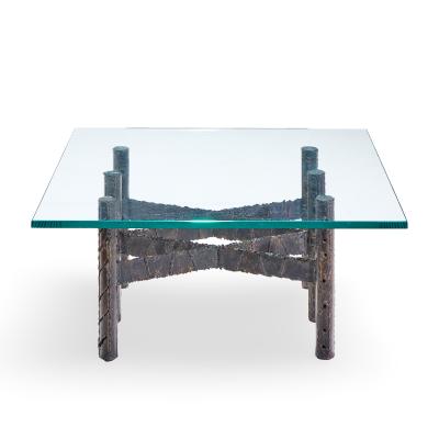 Paul Evans Paul Evans Brutalist Mid Century Patinated Steel and Bronze Coffee Table