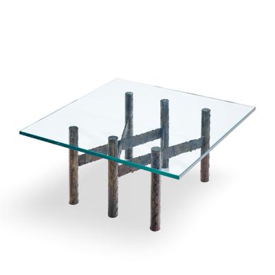 Paul Evans Paul Evans Brutalist Mid Century Patinated Steel and Bronze Coffee Table