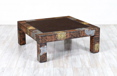 Paul Evans Paul Evans Brutalist Mixed Metal Coffee Table for Directional