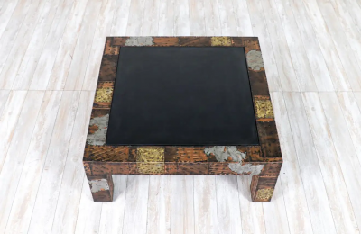 Paul Evans Paul Evans Brutalist Mixed Metal Coffee Table for Directional