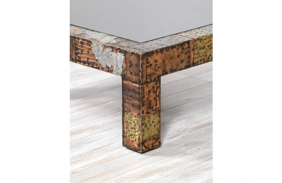 Paul Evans Paul Evans Brutalist Mixed Metal Coffee Table for Directional