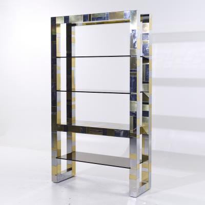 Paul Evans Paul Evans Cityscape Mid Century Brass and Chrome Freestanding Bookcase