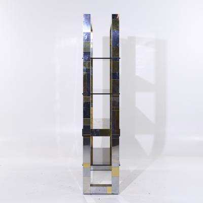 Paul Evans Paul Evans Cityscape Mid Century Brass and Chrome Freestanding Bookcase