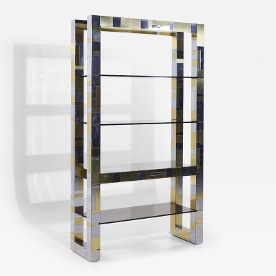 Paul Evans Paul Evans Cityscape Mid Century Brass and Chrome Freestanding Bookcase