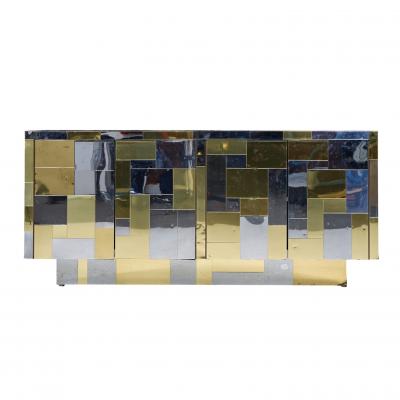 Paul Evans Paul Evans Cityscape Mid Century Chrome and Brass Cabinet Credenza