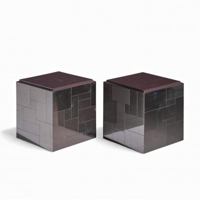 Paul Evans Paul Evans Cityscape Mid Century Gunmetal Cube Side End Tables Pair