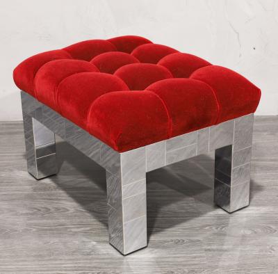Paul Evans Paul Evans Cityscape Stool Ottoman in Claret Mohair