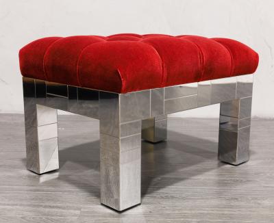 Paul Evans Paul Evans Cityscape Stool Ottoman in Claret Mohair