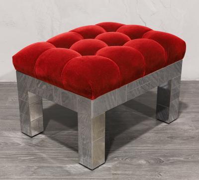Paul Evans Paul Evans Cityscape Stool Ottoman in Claret Mohair