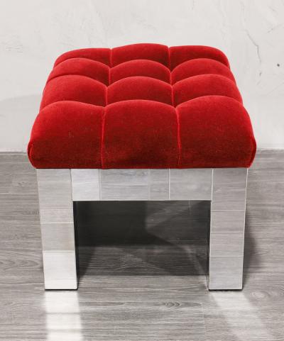 Paul Evans Paul Evans Cityscape Stool Ottoman in Claret Mohair