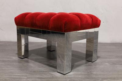 Paul Evans Paul Evans Cityscape Stool Ottoman in Claret Mohair