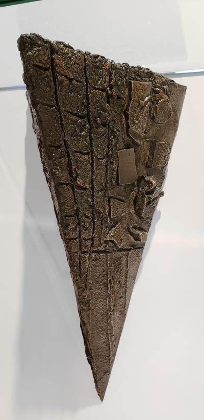 Paul Evans Paul Evans Console for Directional Brutalist Sculpted Bronze Glass Wall Mount