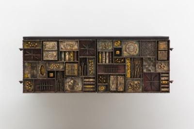 Paul Evans Paul Evans Forged Front Wall Mounted Console USA 1970