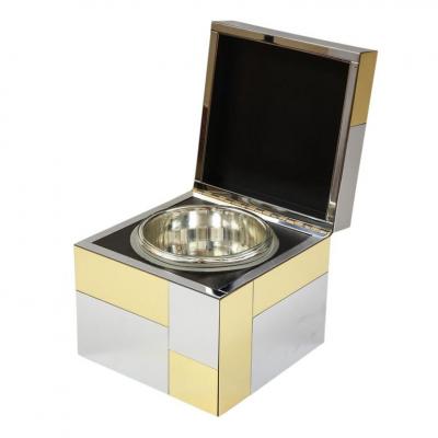 Paul Evans Paul Evans Ice Bucket Cityscape Brass Chrome Glass