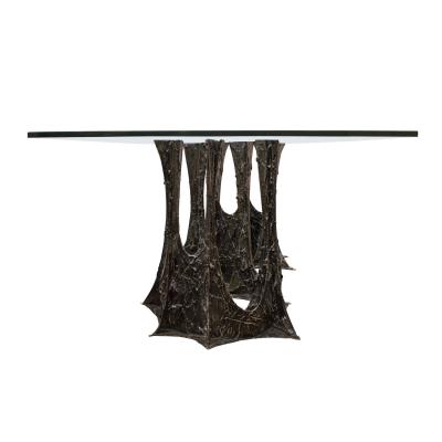 Paul Evans Paul Evans Iconic Sculptured Bronze Dining Table 1970 Signed and Dated 