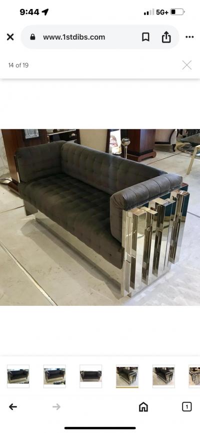Paul Evans Paul Evans Inspired Cubist Chrome Loveseat Or Sofa