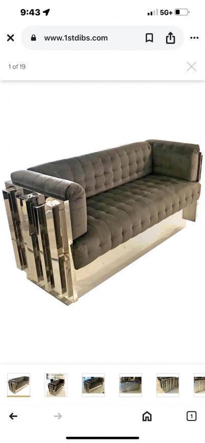 Paul Evans Paul Evans Inspired Cubist Chrome Loveseat Or Sofa