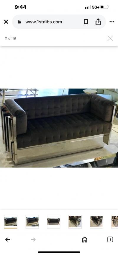Paul Evans Paul Evans Inspired Cubist Chrome Loveseat Or Sofa