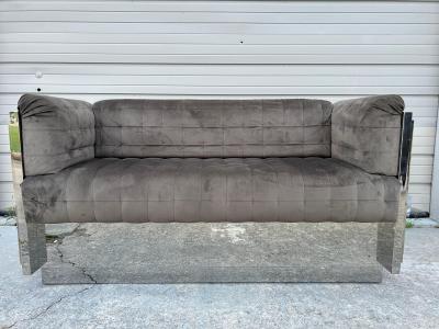 Paul Evans Paul Evans Inspired Cubist Chrome Loveseat Or Sofa